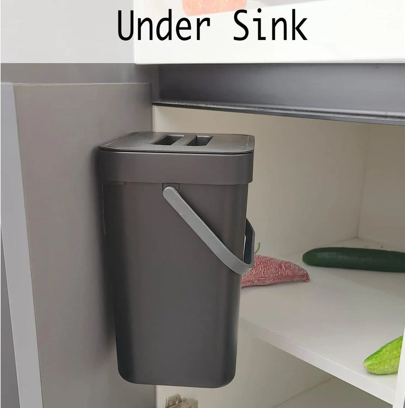 LALASTAR Countertop Compost Bin with Lid, Hanging Small Trash Can with Lid Under Sink for Kitchen, Food Waste Bin for Countertop, Mountable Garbage Can for Bathroom, RV, 5L/1.3 Gal, Black by GreenHaven Gardens