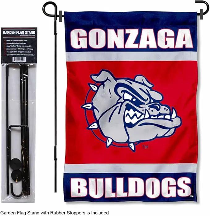 College Flags & Banners Co. Gonzaga Bulldogs Garden Flag with Pole Stand Holder by GreenHaven Gardens
