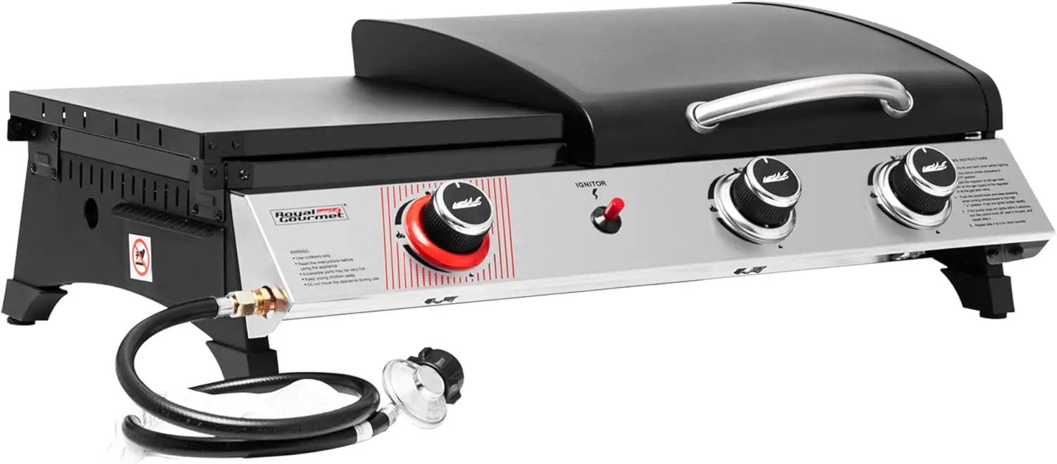 Royal Gourmet PD1305H 3 Burner Propane Gas Grill and Griddle Combo with Lid, 3-in-1 Grill Griddle Combo with 29,000 BTUs Output for Outdoor Cooking, 364 Sq. In. Cooking Area, Silver & Black by GreenHaven Gardens