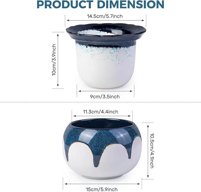 African Violet Pots, 6 inch Ceramic Easy Self Watering Plant Pot for Busy Plant Lovers, Automatically Absorb Appropriate Amount of Water, Flower Pot Indoor-Plants Not Included(Blue) by GreenHaven Gardens
