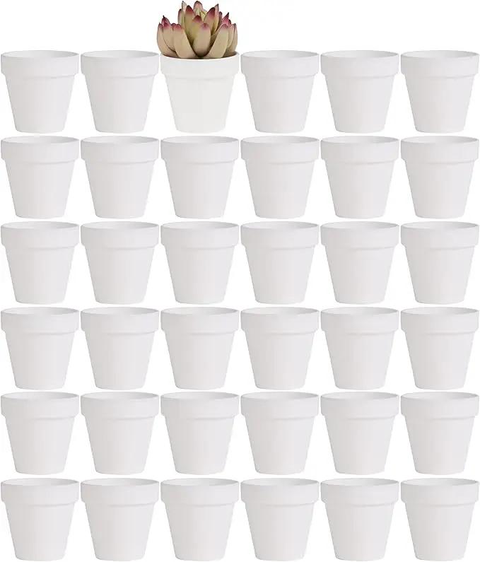 Yishang 36 pcs Small Mini White Clay Pots, 2.5'' Terracotta Pot Clay Ceramic Pottery Planter,Cactus Flower Terra Cotta Pots,Succulents Nursery Pots,with Drainage Hole,Great for Crafts,Wedding Favor by GreenHaven Gardens