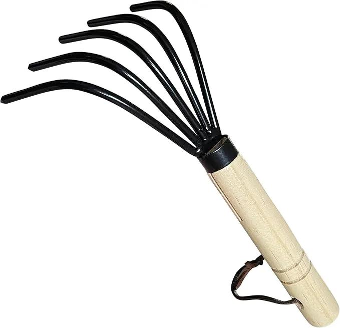 Garden Guru Hand Rake Cultivator Claw Soil Tiller - Military Grade Steel - Rust Resistant - 5 Tine Japanese Ninja Claw - Comfortable Wood Handle - Perfect Pulverized and Aerated Soil (2 Pack) by GreenHaven Gardens