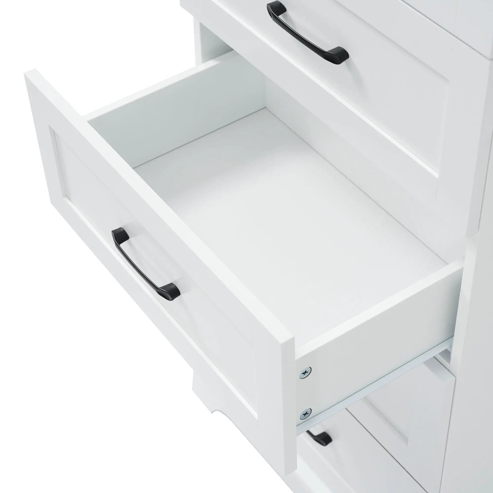 Bathroom Vanity With 2 Damping Hinge Doors, 3 Drawers, Adjustable Shelves - White by HouseOfZazla