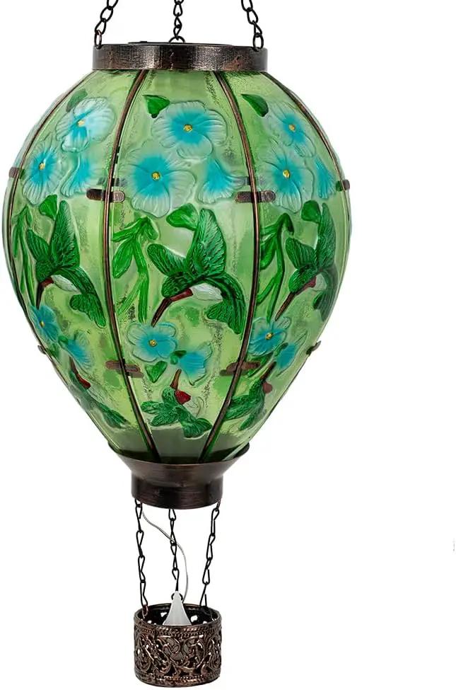 Starsoul Extra Large Solar Hot Air Balloon Lantern with Flame Hummingbird Glass Outdoor Hanging Hot Air Balloon Solar Light Waterproof Garden Patio Yard Party Decorations by GreenHaven Gardens