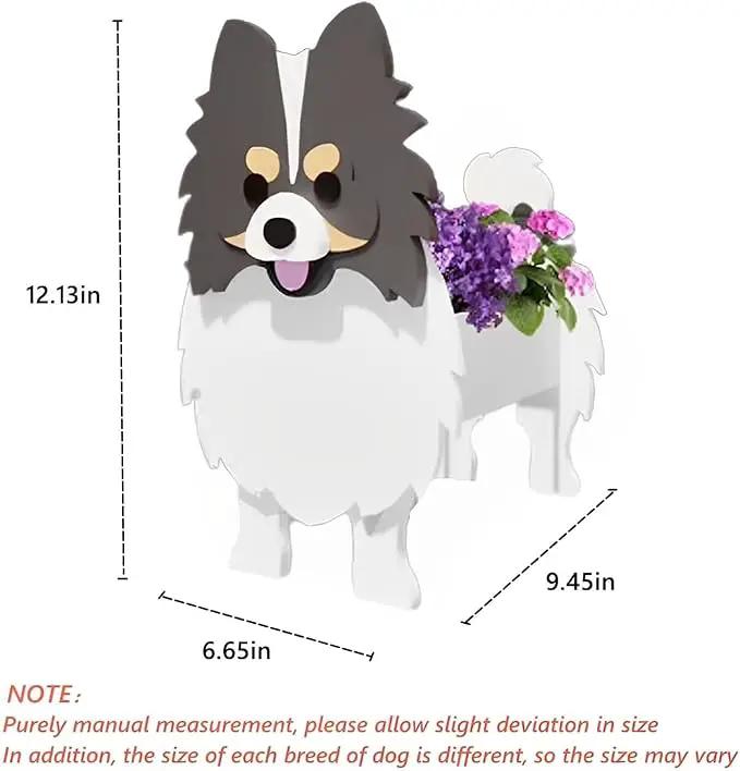 Grey and White Pomeranian Dog Planter Plant Pots,Cute Garden Dog Flower Planter,Dog Planters Birthday Gifts for Women,Office,Indoor/Outdoor Decor（9.45 * 6.65 * 12.13in） by GreenHaven Gardens