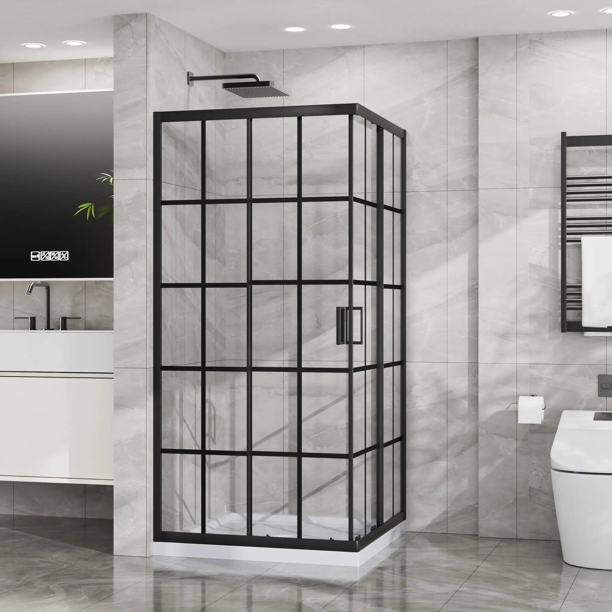 Goodyo Corner Shower Door - 36" D x 36" W x 72" H by HouseOfZazla