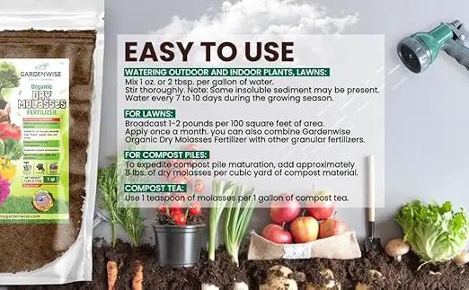 Organic Molasses for Plants - Horticultural Molasses - Ideal for Traditional & Hydroponic Gardening, for Indoor & Outdoor Plants (2 QUARTS) by GreenHaven Gardens