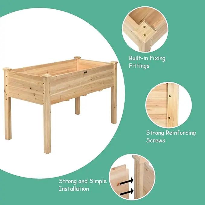 Giantex Raised Garden Bed Kit Elevated Planter Box for Vegetables Fruits Herb Grow, Heavy Duty Natural Cedar Wood Frame Gardening Planting Bed for Deck Patio Yard, 49.5"X23.5"X30.0" by GreenHaven Gardens
