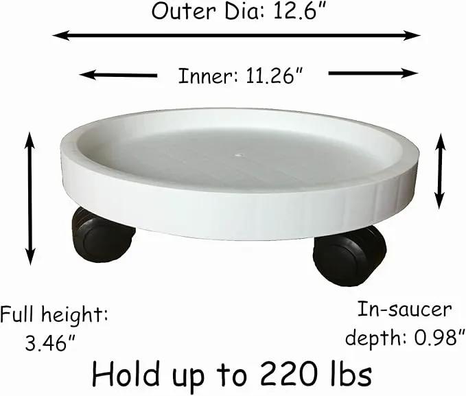 2 Pack of 12.6 Inch Heavy Duty Plant Caddy with Wheels,Rolling Plant Stand Pot Trolley,Wheeled Planter Saucer Tray,Potted Flower Mover Dolly with Casters Round Coaster for Indoor Outdoor by GreenHaven Gardens