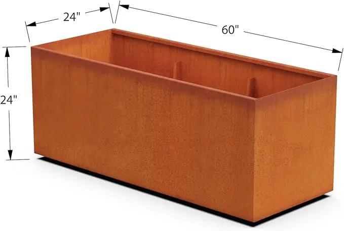 Corten Steel Planter Rectangle Outdoor Metal Garden Box Heavy Duty | Made in USA | Fully Assembled by GreenHaven Gardens