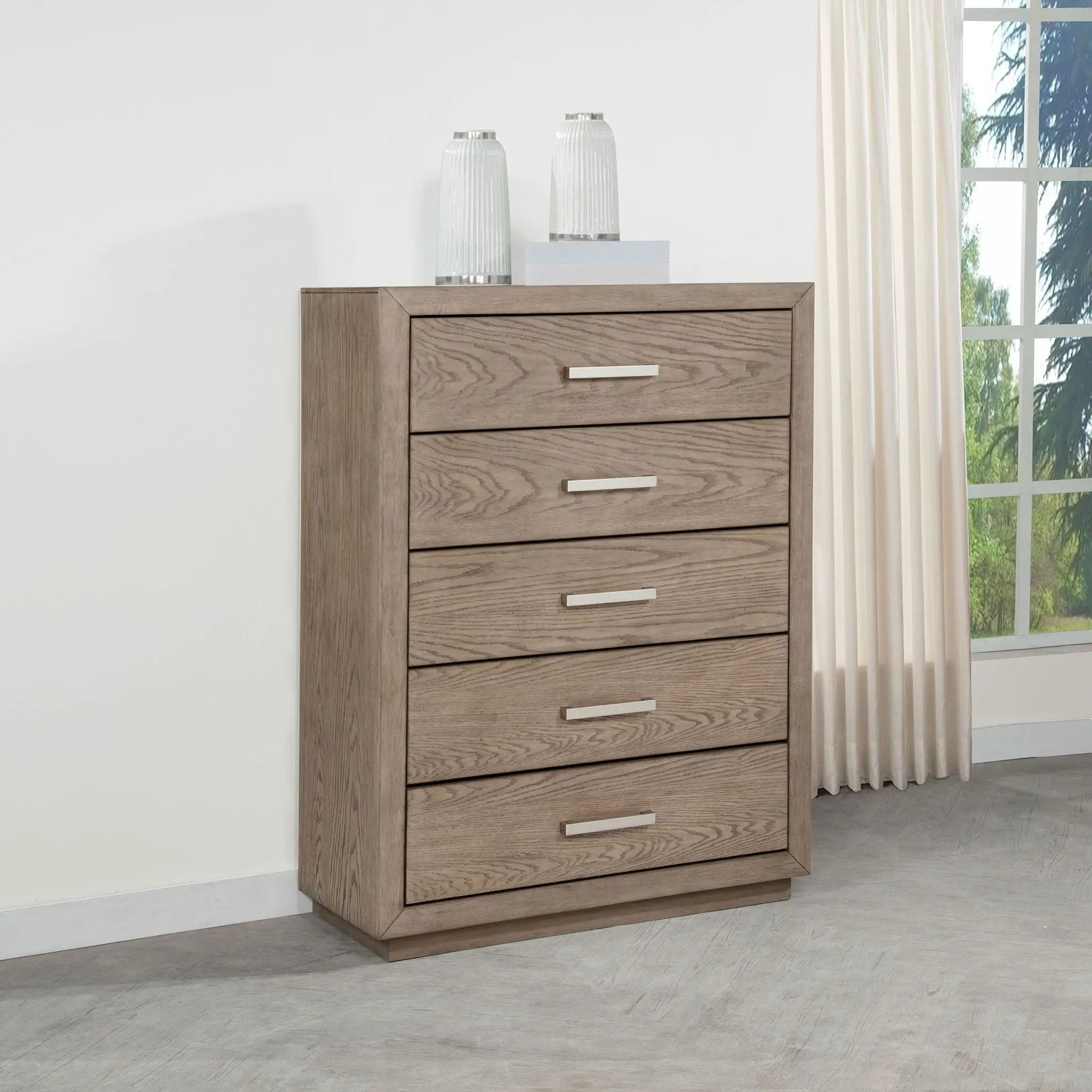 Gibbons Barley - 5 Drawer Bedroom Chest - Brown by HouseOfZazla