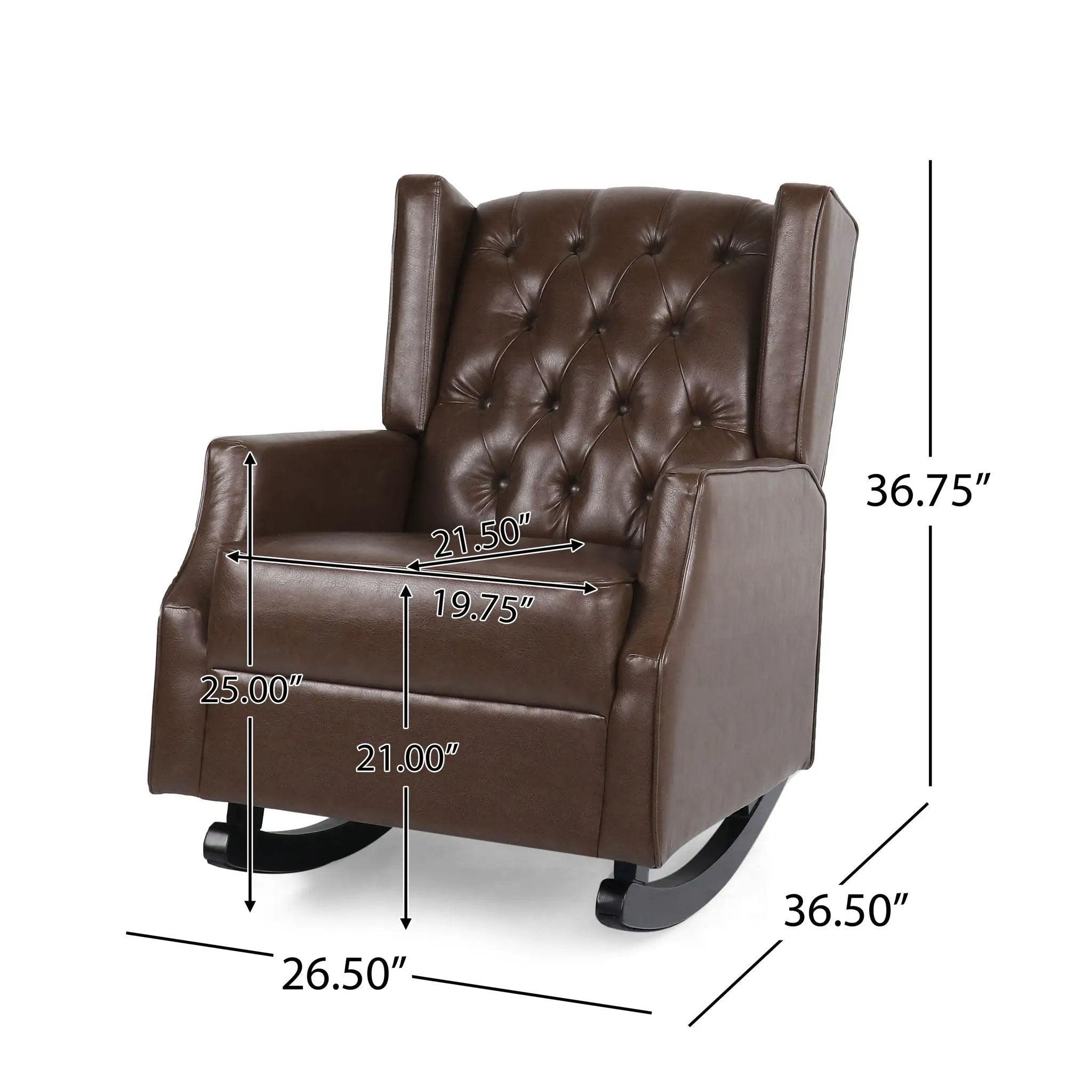 Amedou Contemporary Tufted Wingback Rocking Chair - Dark Brown by HouseOfZazla