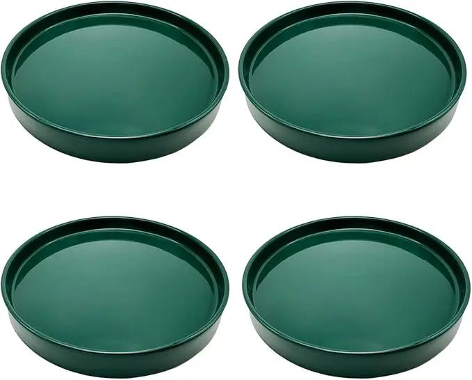 4 Pack Ceramic Plant Saucer Pot Tray 4 Inch, Planter Saucers 4 5 6 7 8 9 10 11 12 13 Inch for Indoors Outdoor, Durable Sturdy Flower Drainage drip Water Tray for Glazed Pots Base (4.7 Inch-Green) by GreenHaven Gardens