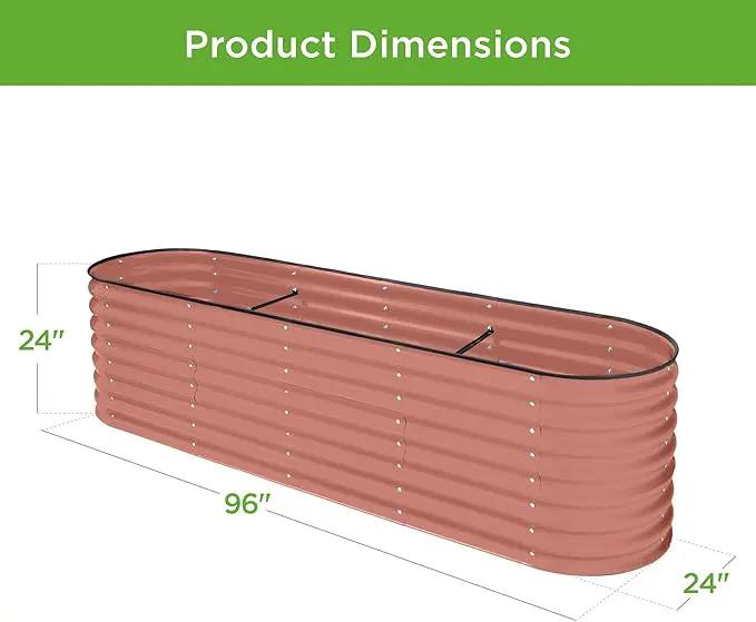 Best Choice Products 8x2x2ft Metal Raised Garden Bed, Oval Outdoor Deep Root Planter Box for Vegetables, Herbs w/ 4 Support Bars, 215 Gal Capacity - Terracotta by GreenHaven Gardens