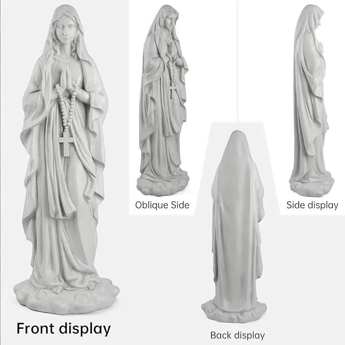 Virgin Mary Praying Statue 31.49 Inch Tall Outdoor Garden Religious Garden Statue Mary Statue Outdoor Yard Patio Deck Home Entryway Hallway Sculpture Magnesium Oxide Stone （White Virgin Mary） by GreenHaven Gardens