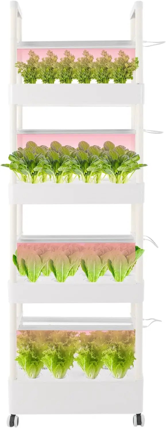 Hydroponic Growing Tower System Kit, 56-Plant Vertical Hydroponics Garden Tower with LED Grow Light, for Outdoor Indoor Herbs Fruits Vegetables Smart Garden Planter Kit by GreenHaven Gardens