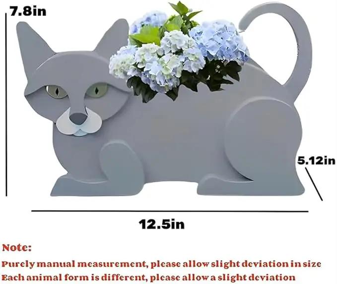 British Short Cat Planter Plant Pots,Cute Garden Cat Flower Planter,Cat Planters Birthday Gifts for Women,Office,Indoor/Outdoor Decor（12.5 * 5.12 * 7.8in）