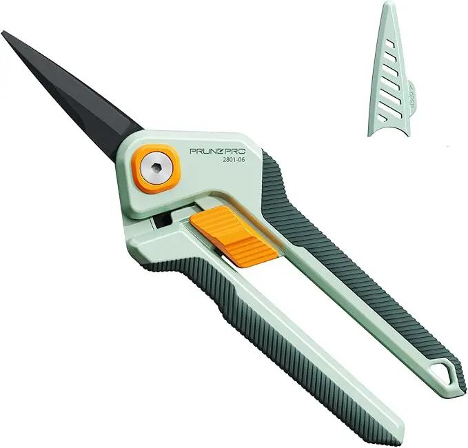 PrunePro Garden Scissors Pruning Shears Sharp Stainless Steel Non-Stick Teflon Coating Blade for Precise Cuts Garden Snip Bonsai Clippers for Plants Rose Flower by GreenHaven Gardens