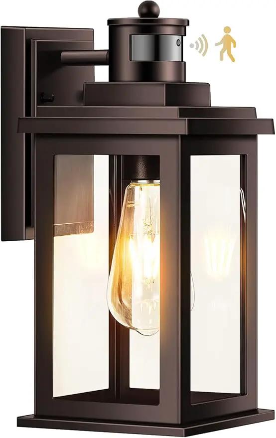 VIANIS Exterior Lights for House with Motion Sensor, Brown Dusk to Dawn Outside Lights for House, Oil Rubbed Bronze Exterior Lighting Fixtures for Garden, Garage, Doorway,Aluminum,Hardwired, Non-solar by GreenHaven Gardens