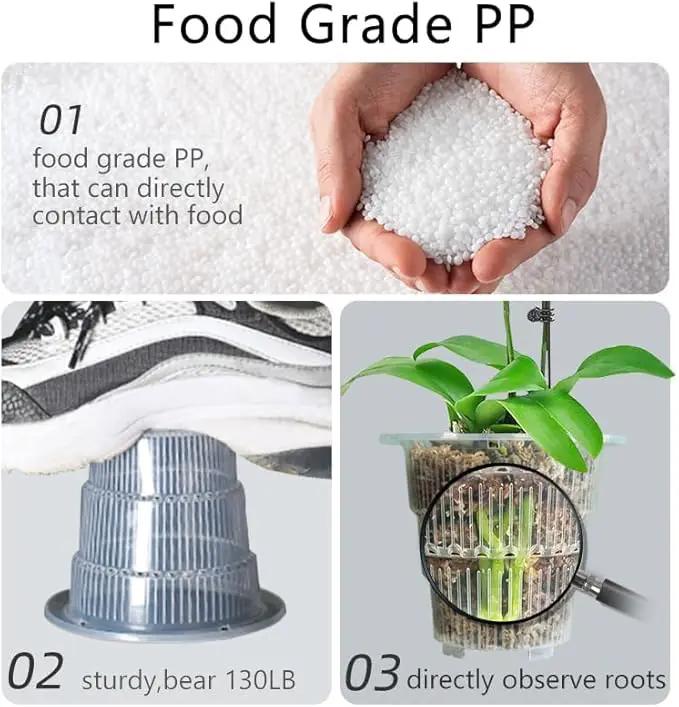 4 inch Clear Orchid Pots with Holes Match White Plastic Orchid Planter,Set of 2,Double Layer Plant Nursery Pots Own Scientific Controlling Roots Technology by GreenHaven Gardens