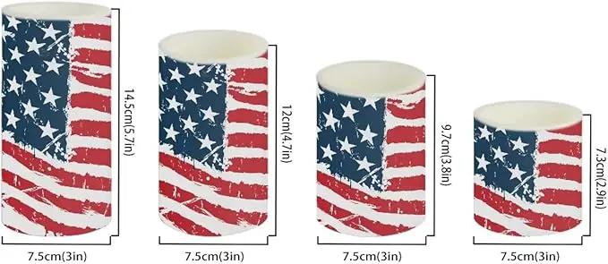 Flameless Electric Candles Decoration Lamp with Remote Timer Control Long Lasting for Fourth of July Party Decoration Home Indoor Outdoor Decor Pack of 4, American Flag Fashion by GreenHaven Gardens