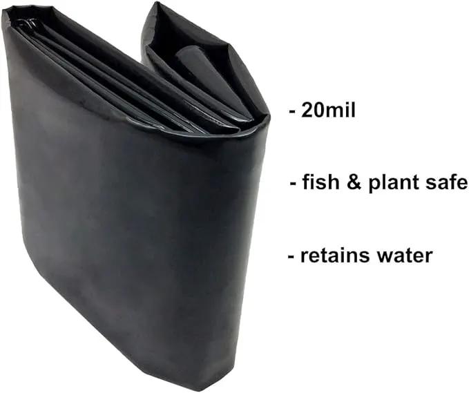 10 x 13 Feet Pond Liner, 20 Mil Pond Liners for Outdoor Ponds, Black LDPE Pond Liner for Waterfall, Fish Koi Ponds, Garden Fountain by GreenHaven Gardens