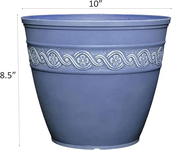 Classic Home and Garden Corinthian Resin Flower Pot Planter, Slate, 10" by GreenHaven Gardens