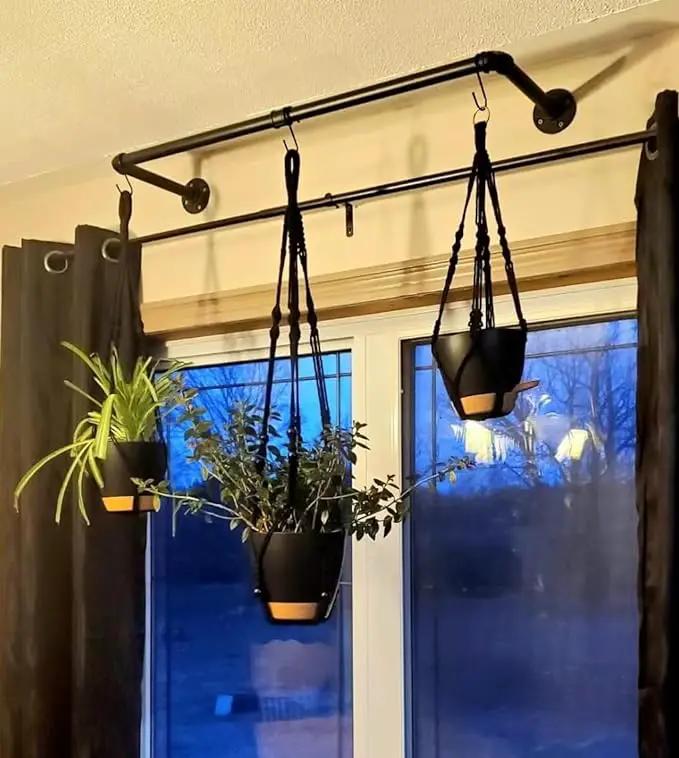 3 Pack Self Watering Hanging Planters Macrame Plant Hangers with Indoor Flower Pots, 3 Different Size Hanging Basket, Plant Hanger with Hooks for Garden Home Decor Black by GreenHaven Gardens