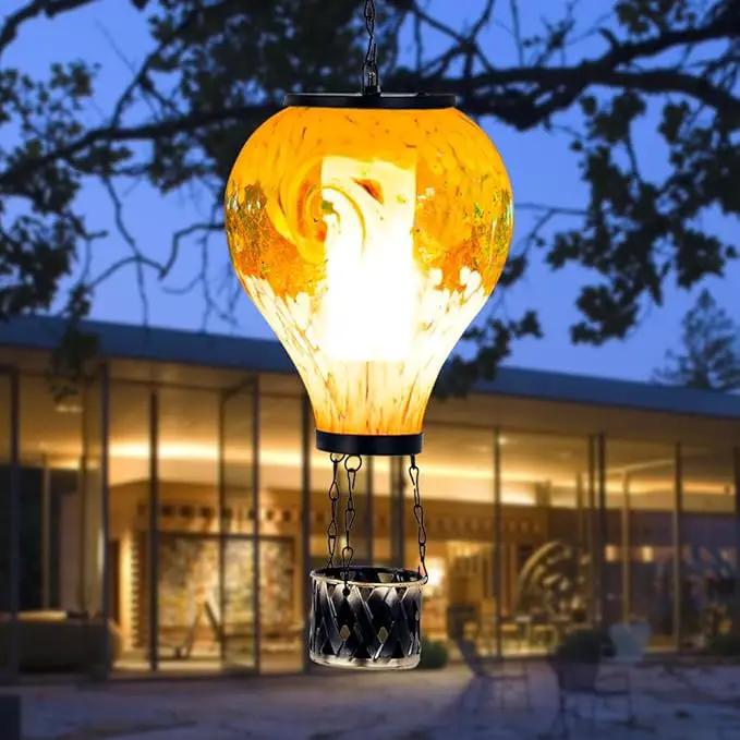 Solar Hot Air Balloon Lanterns with Flame Flickering Hanging Solar Lanterns Outdoor Waterproof LED Glass Garden Decorative Lights for Patio Yard Porch Tree,Mother Day Gift for Women(Green) by GreenHaven Gardens