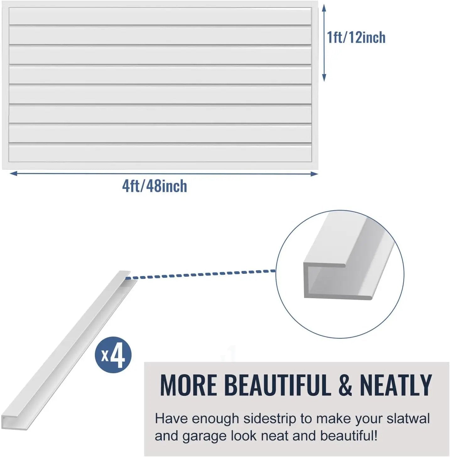 Slatwall Panel Garage Organizer PVC Slatwall Heavy Duty Wall Mounted Rack, Interlocking Slat Wall Panels for Tool Organization Peg Board(White 4 x 2 ft) by GreenHaven Gardens