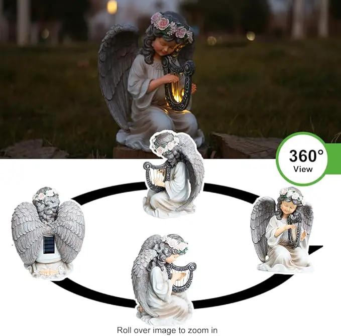 Solar Garden Statues Outdoor Angels Lights, Unique Housewarming Garden Gifts for Women Mom Wife Grandma and Sisters，Cute Angels Sculpture Decoration for Patio, Terrace, Balcony, Lawn by GreenHaven Gardens