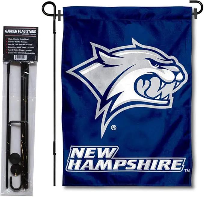 College Flags & Banners Co. New Hampshire Wildcats Garden Flag with Stand Holder by GreenHaven Gardens