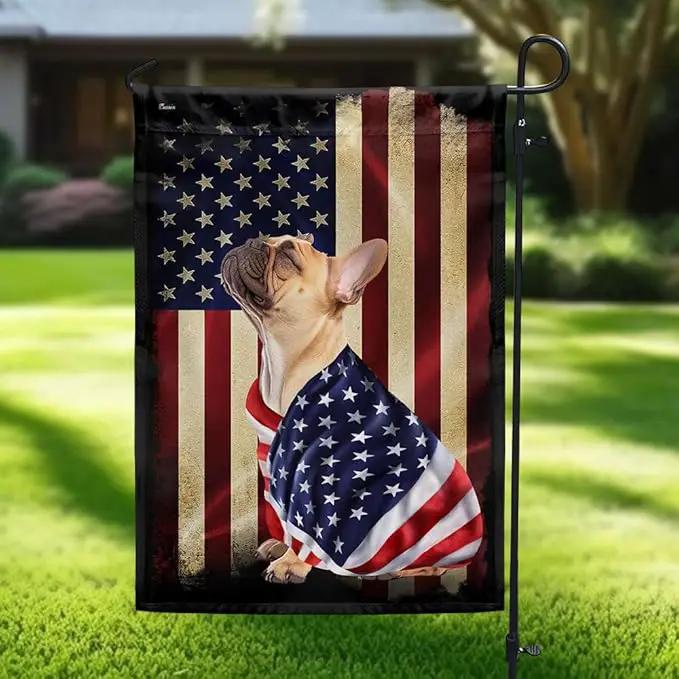 FLAGWIX French Bulldog Flag - Outdoor Dog Decorations, Garden Flag (11.5" x 17.5"), Heavy-duty Canvas American with Dog Garden Decor by GreenHaven Gardens