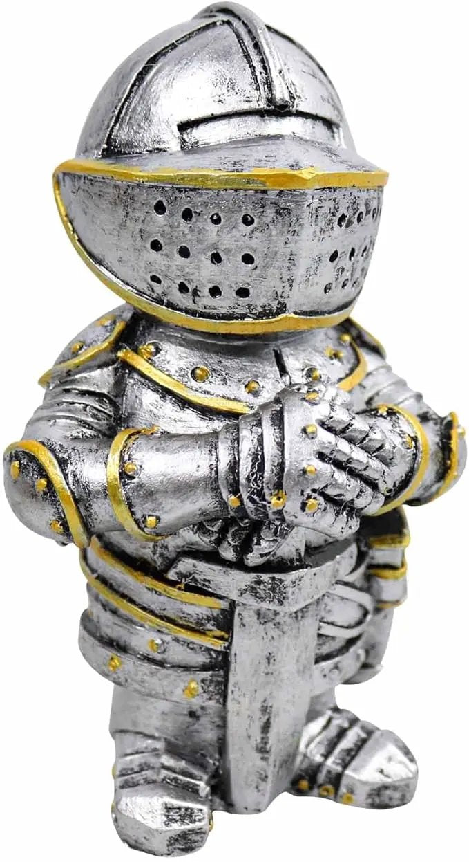 nezababy Knight Gnomes Guard Garden Statue Decoration Medieval Wee Crusader Battle Swordsman Fighting Outdoor Figurines Lawn Decor Resin (E) by GreenHaven Gardens