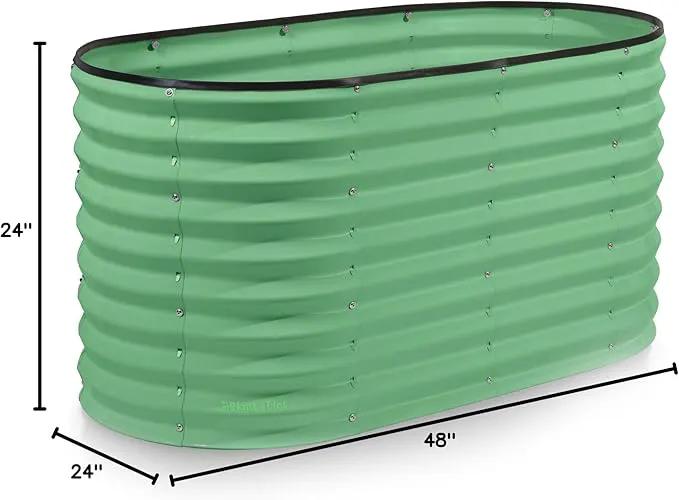 Galvanized Raised Garden Beds Outdoor // 4×2×2 ft Planter Raised Beds for Gardening, Vegetables, Flowers // Large Metal Garden Box (Light Green) // Patented Tool-Free Design by GreenHaven Gardens