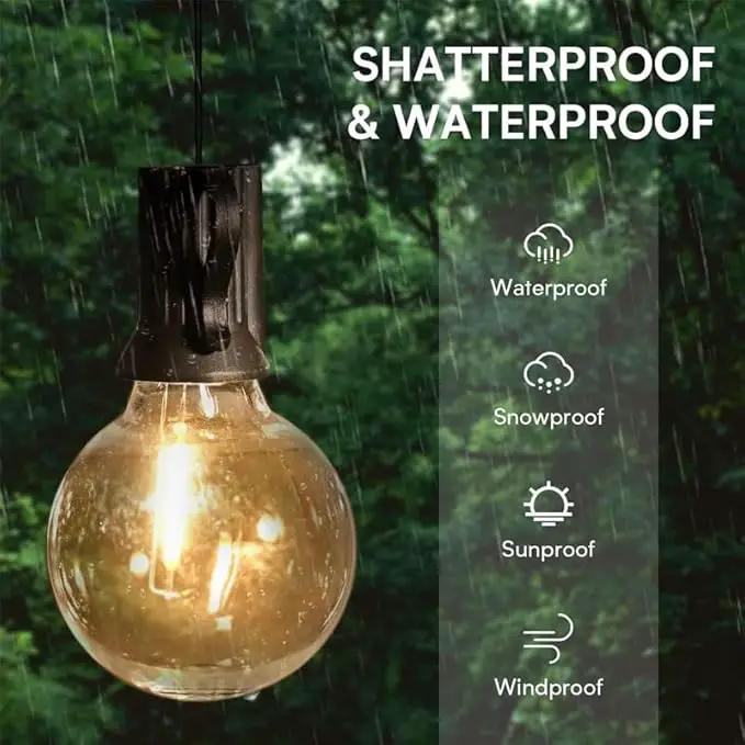 50FT LED Globe String Lights,Waterproof Hanging String Light with 25 Warm White Shatterproof G40 Bulbs(2 Spare), for Indoor/Outdoor Commercial Decor (50FT) by GreenHaven Gardens