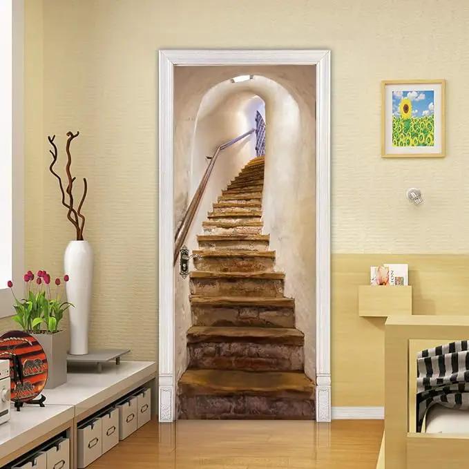 3D Door Stickers Murals - Peel & Stick - Stairs & Wall - Self-Adhesive Decals - Removable PVC Waterproof Door Poster - Bedroom & Living Room - 37.4" x 84.6" by GreenHaven Gardens
