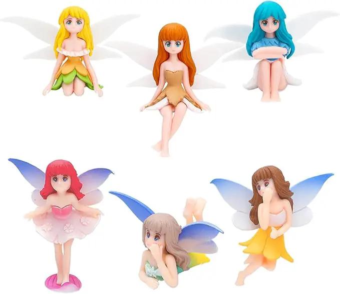 ONEST 6 Pieces Miniature Fairy Garden Accessories Small Fairy Figurines Hand Painted Fairy Figures Girl Fly Wing Figurines for Car Decor Fairy Garden Flower Pot Birthday Cake Topper by GreenHaven Gardens