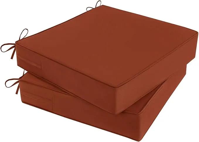 Outdoor Chair Cushions Set of 2 for Patio Furniture 19x19x4 Inch Waterproof Patio Chair Cushion 3 Year Color Fastness Square Elastic Foam Garden Sofa Couch Pads with Ties and Handle,Spice by GreenHaven Gardens