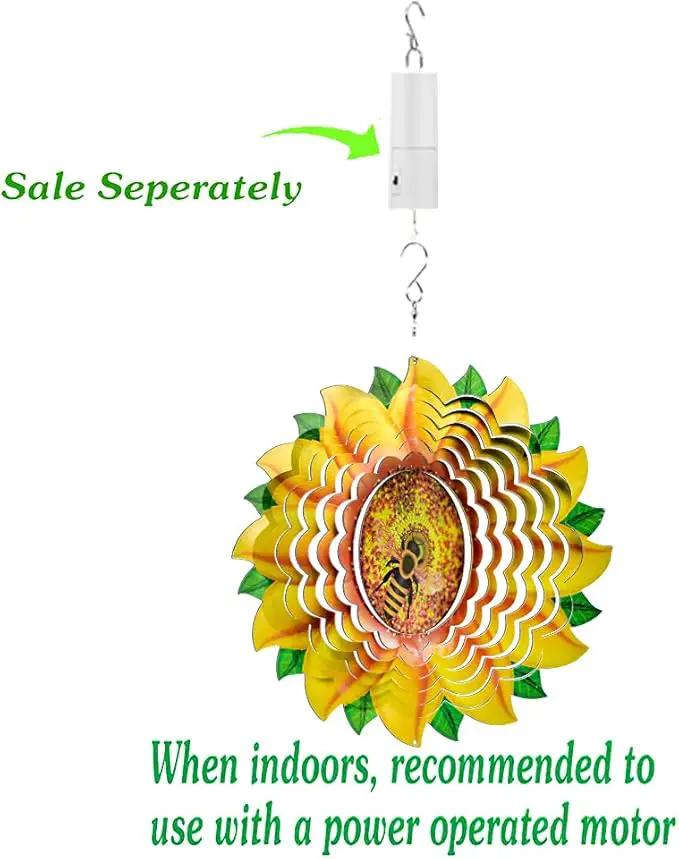 Sunflower Wind Spinner Metal Garden Decor Outdoor 3D Stainless Steel Sculptures Kinetic Hanging Whirligigs Yard Art Decorations Backyard Indoor Patio Lawn Ornaments Clearance Sun Catcher Windmill by GreenHaven Gardens