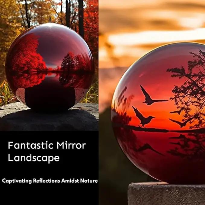 12 Inch Stainless Steel Gazing Globe,v2croft Hollow Ball Mirrored Surface Polished Shiny Sphere,Garden Stainless Steel Gazing Ball for Outdoor Lawn Pond Yard Ornament(red) by GreenHaven Gardens