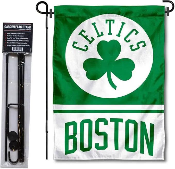 WinCraft Boston Celtics Garden Flag with Stand Holder by GreenHaven Gardens