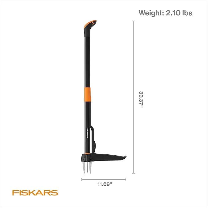 Fiskars 4-Claw Stand Up Weed Puller Tool, Gardening Hand Weeding Tool with 39" Long Ergonomic Handle with Easy-Eject Mechanism by GreenHaven Gardens