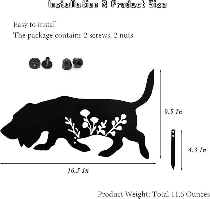 Basset Hound Metal Dog Stake Garden Garden Statue, Yard Decoration Art Lawn, Dog Gifts for Dog Lovers, Outdoor Home Decoration Metal Animal Statue by GreenHaven Gardens