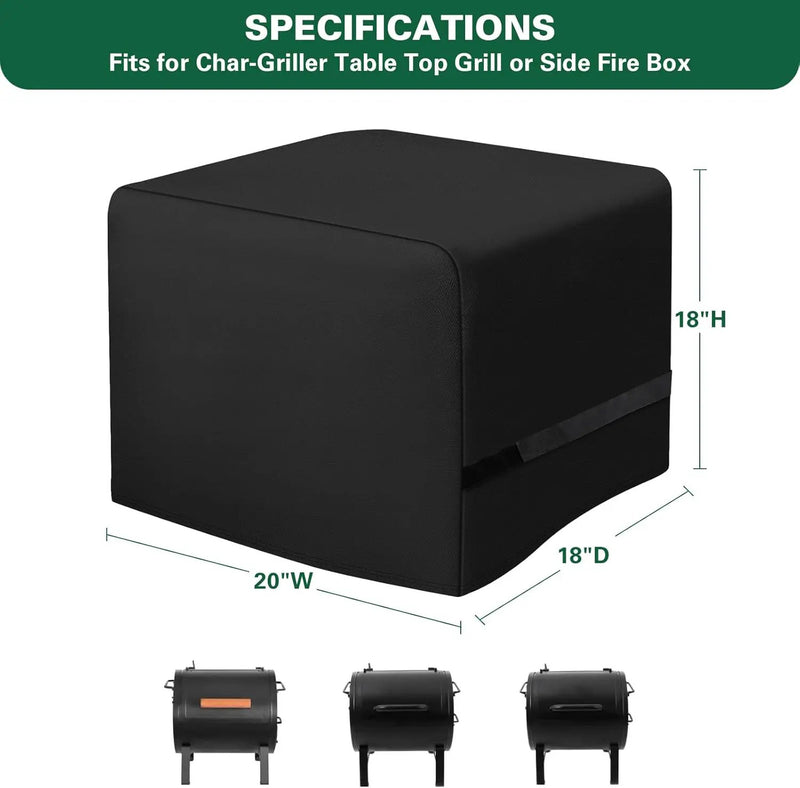Side Fire Box Grill Cover Fits for Char-Griller 22424 72424 E82424 Portable Tabletop Grill, 600D Heavy Duty BBQ Cover Waterproof Portable Grill Cover, 18 x 18 x 20 Inch, Model 2455 by GreenHaven Gardens