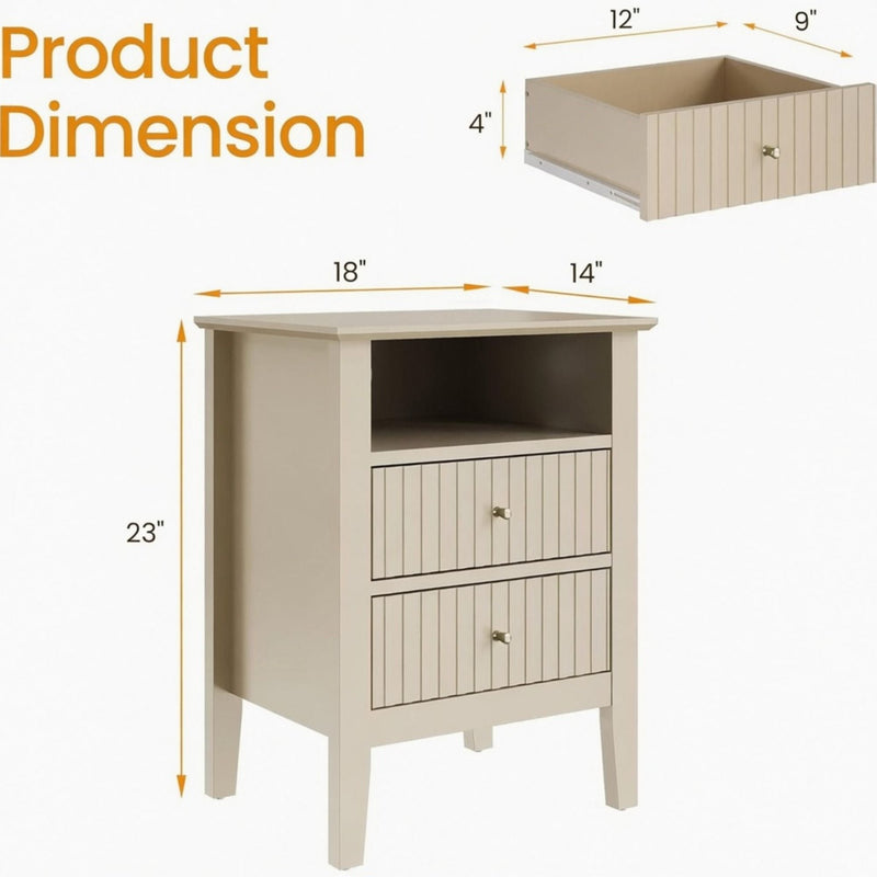 Fluted Nightstand With 2 Drawers by HouseOfZazla