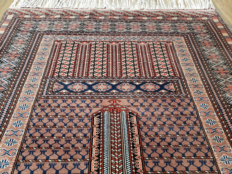 Vintage Turkoman Bokhara Rug 4x6, Four Seasons Pakistan Bukhara Turkmen Engsi Yamud Carpet, Fine Tribal Rug, Wool, Hand-Knotted, Brown, Nice by Jewel Rugs