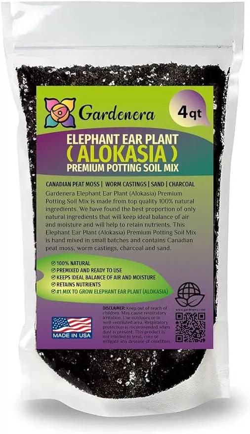Elephant Ear Plant Potting Mix - Premium Quality Blend for Strong Root Development and Resilient Plants - 4 Quart by GreenHaven Gardens