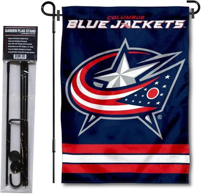 WinCraft Columbus Blue Jackets Garden Flag with Pole Stand Holder by GreenHaven Gardens