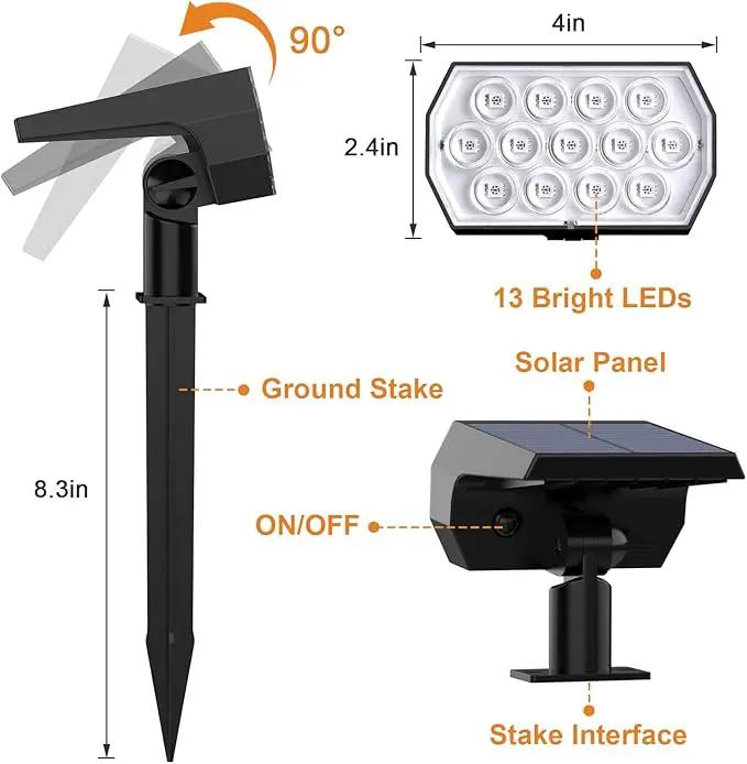Solar Spot Lights Outdoor Color Changing,[7 Modes/2 Pack] Christmas IP65 Waterproof Landscape Spotlights, Dusk to Dawn Solar Powered Security Light for Patio Gate Walkway Pool Garden Yard Driveway by GreenHaven Gardens